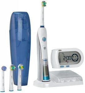 Oral B Triumph 5000 Smart Guide Adult Rotating Oscillating Toothbrush Blue Silver White